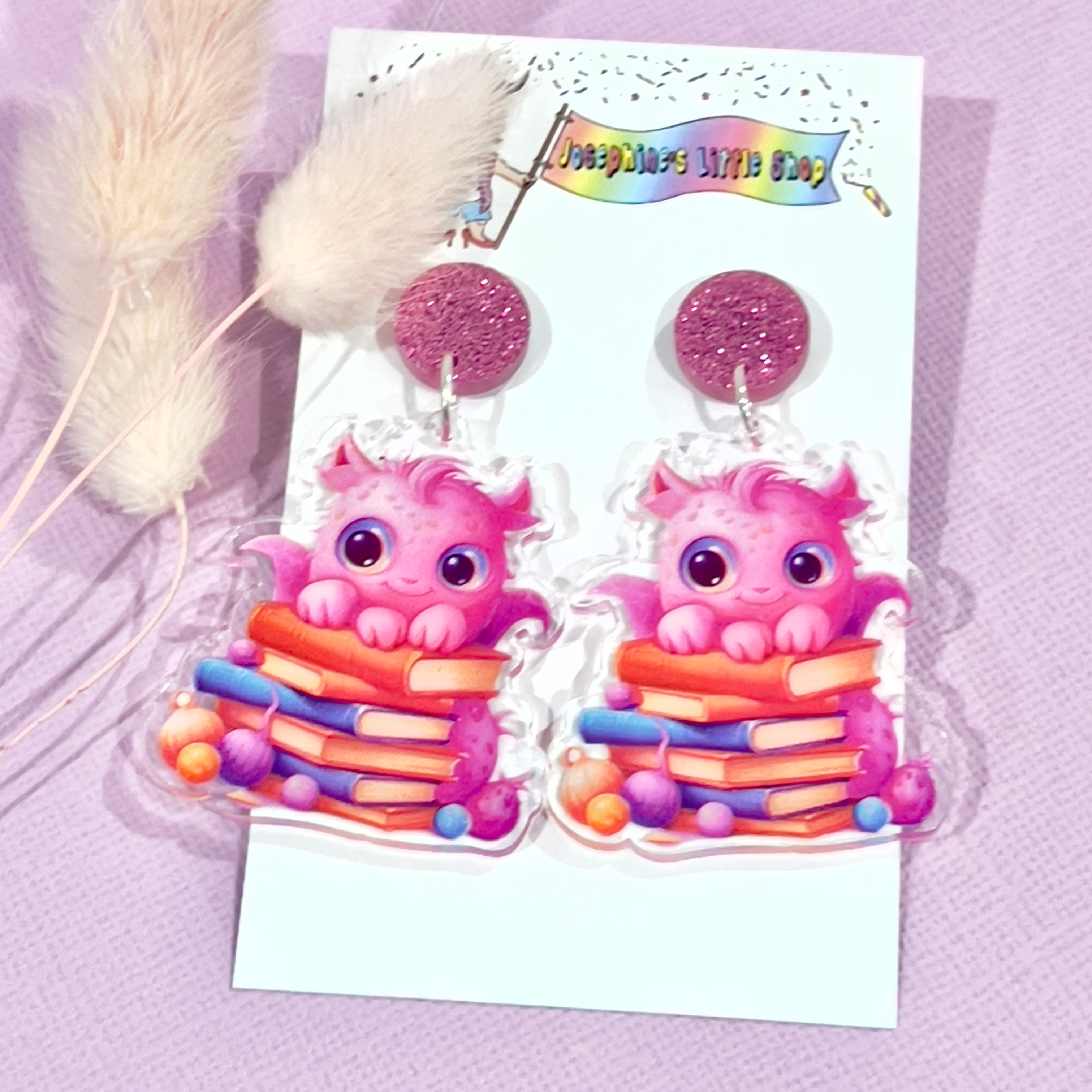 Little Pink Book Monster - Acrylic Dangles