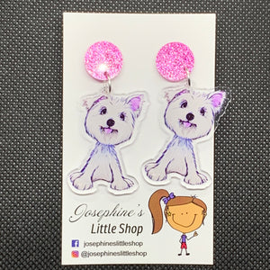 Maltese Dog - JoLush Acrylic Dangles