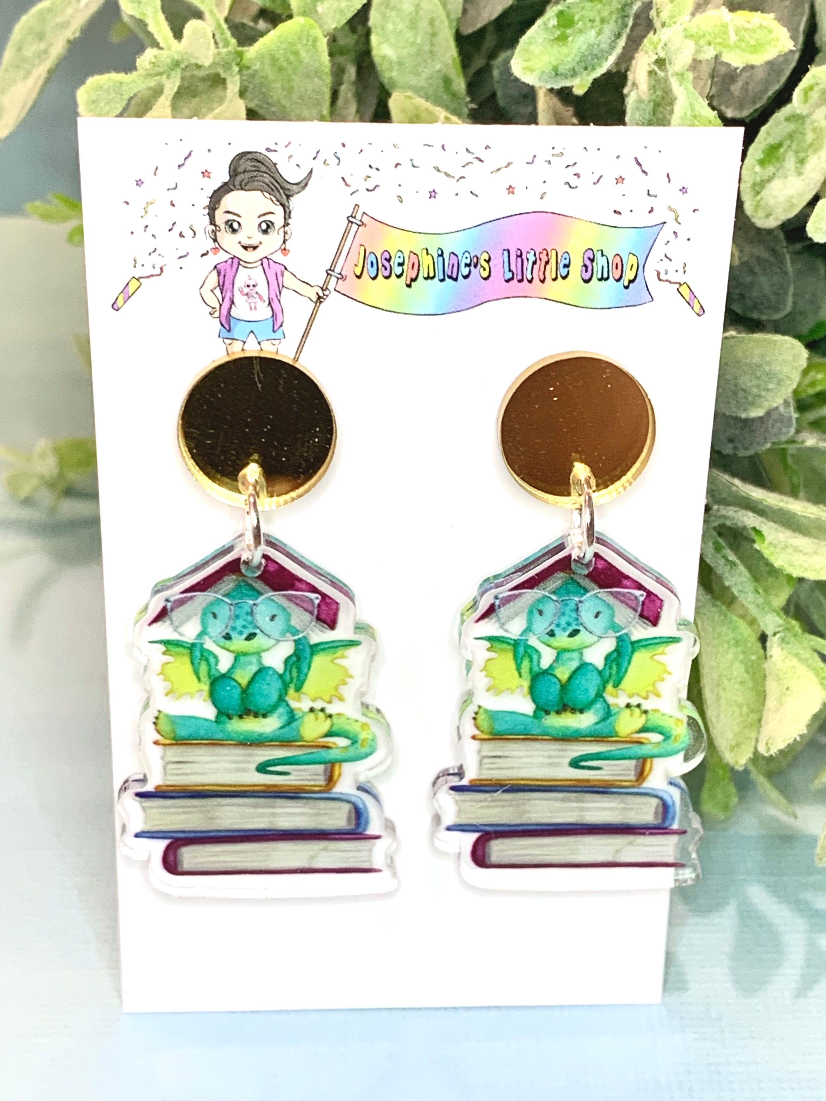 JoLush Dragons and Books - Acrylic Dangles