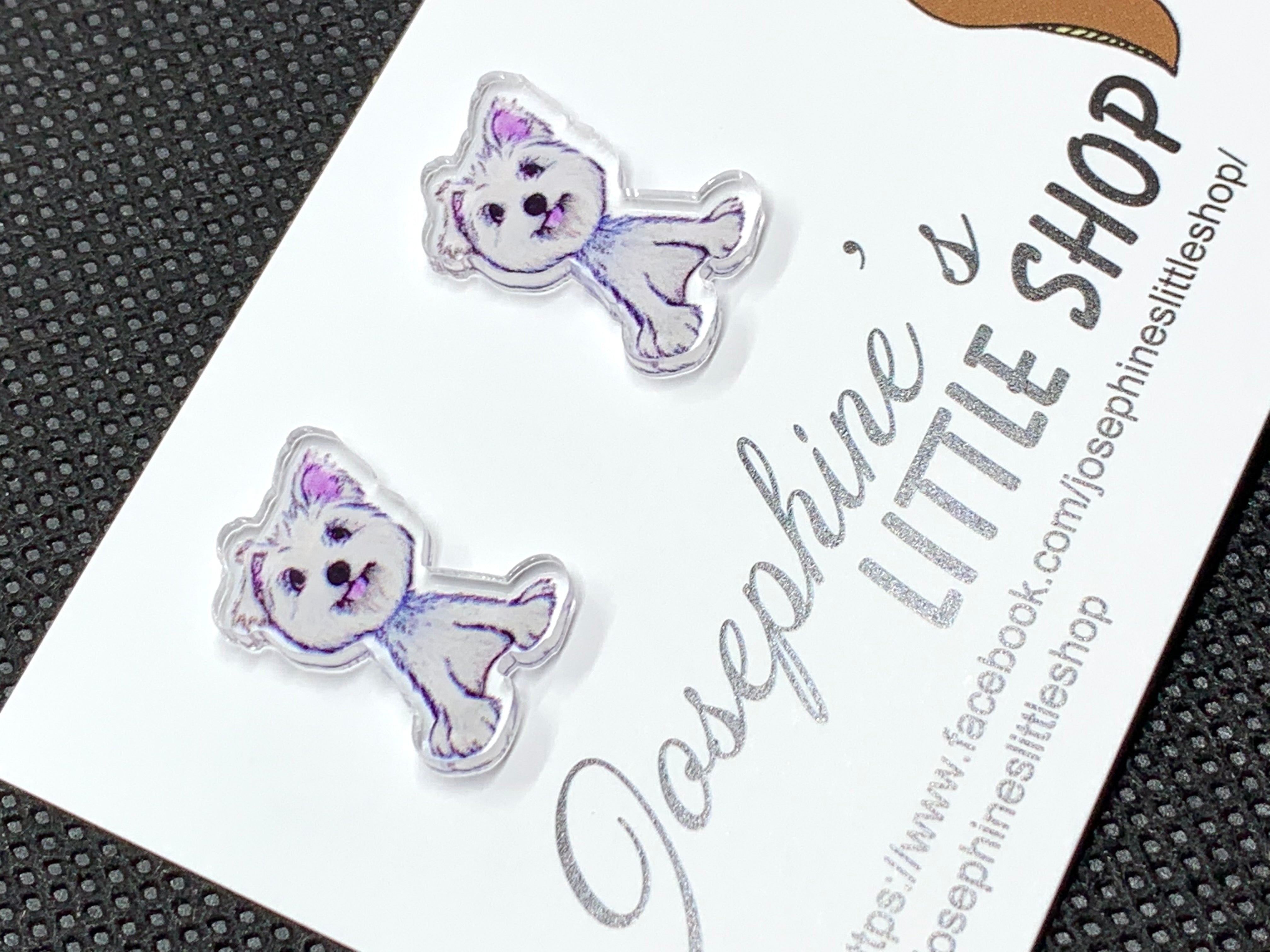 Maltese Dog - JoLush Statement Studs
