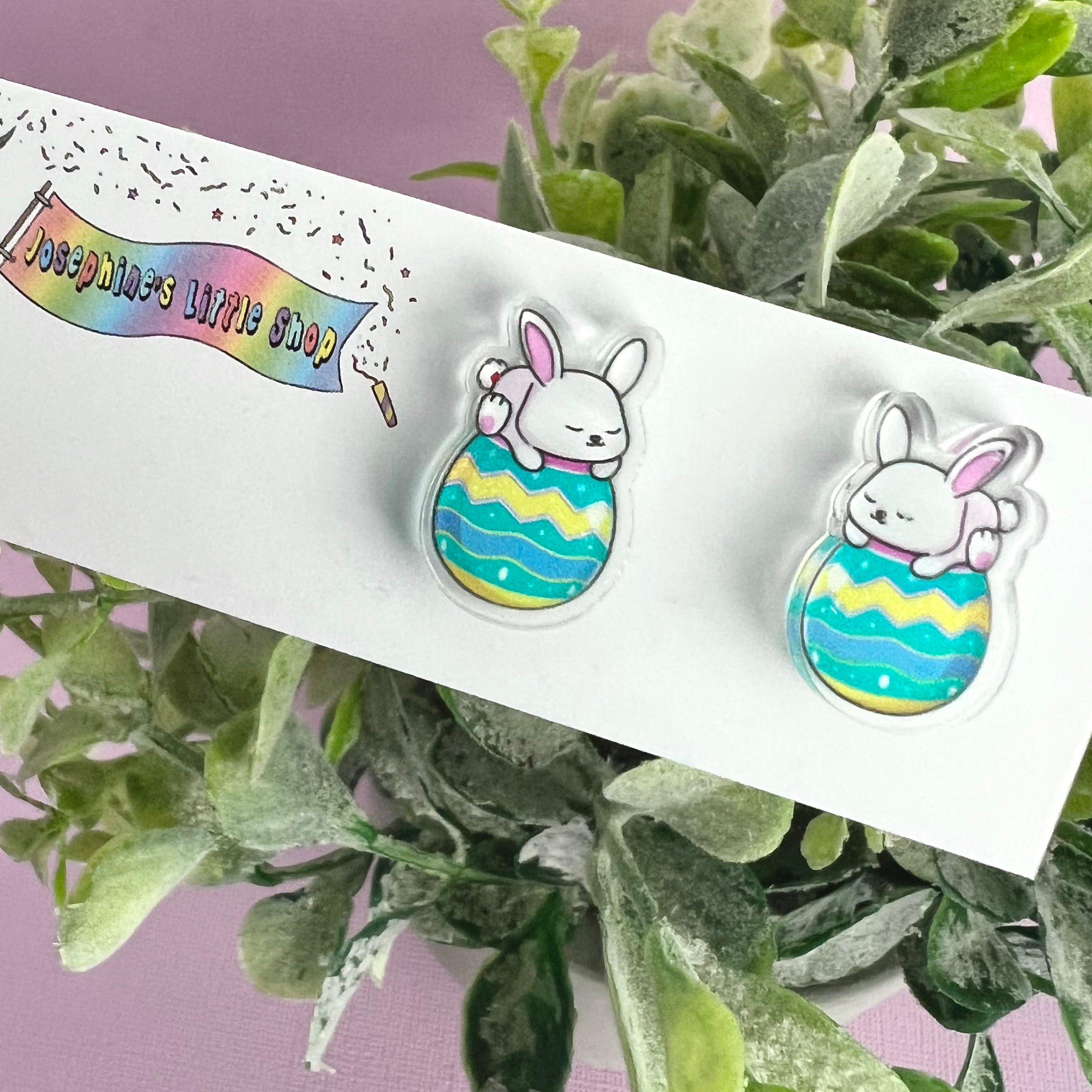 Sleeping Easter Bunny - JoLush Statement Studs