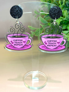 JoLush Coffee Teach Repeat - Acrylic Dangles
