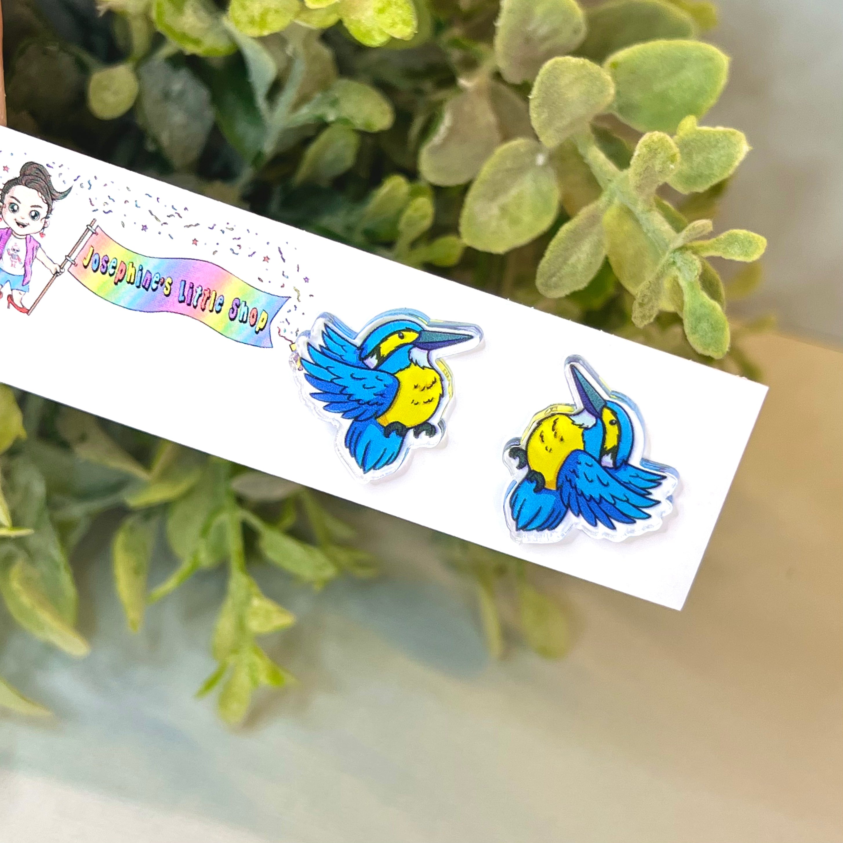 JoLush Kingfisher Bird - Acrylic Studs