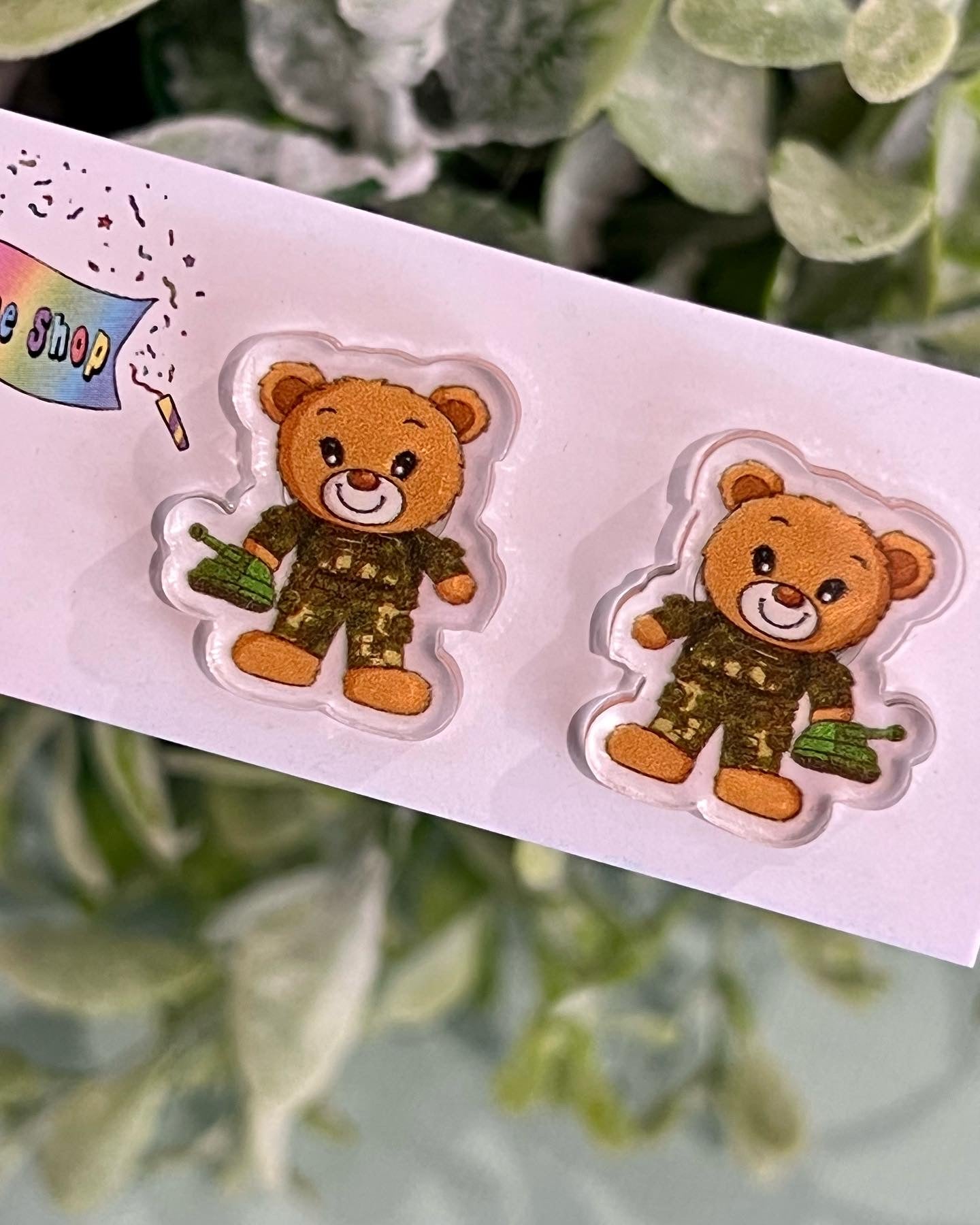 JoLush ANZAC Army Teddy - Acrylic Studs