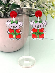 JoLush Koala Christmas Present - Acrylic Dangles