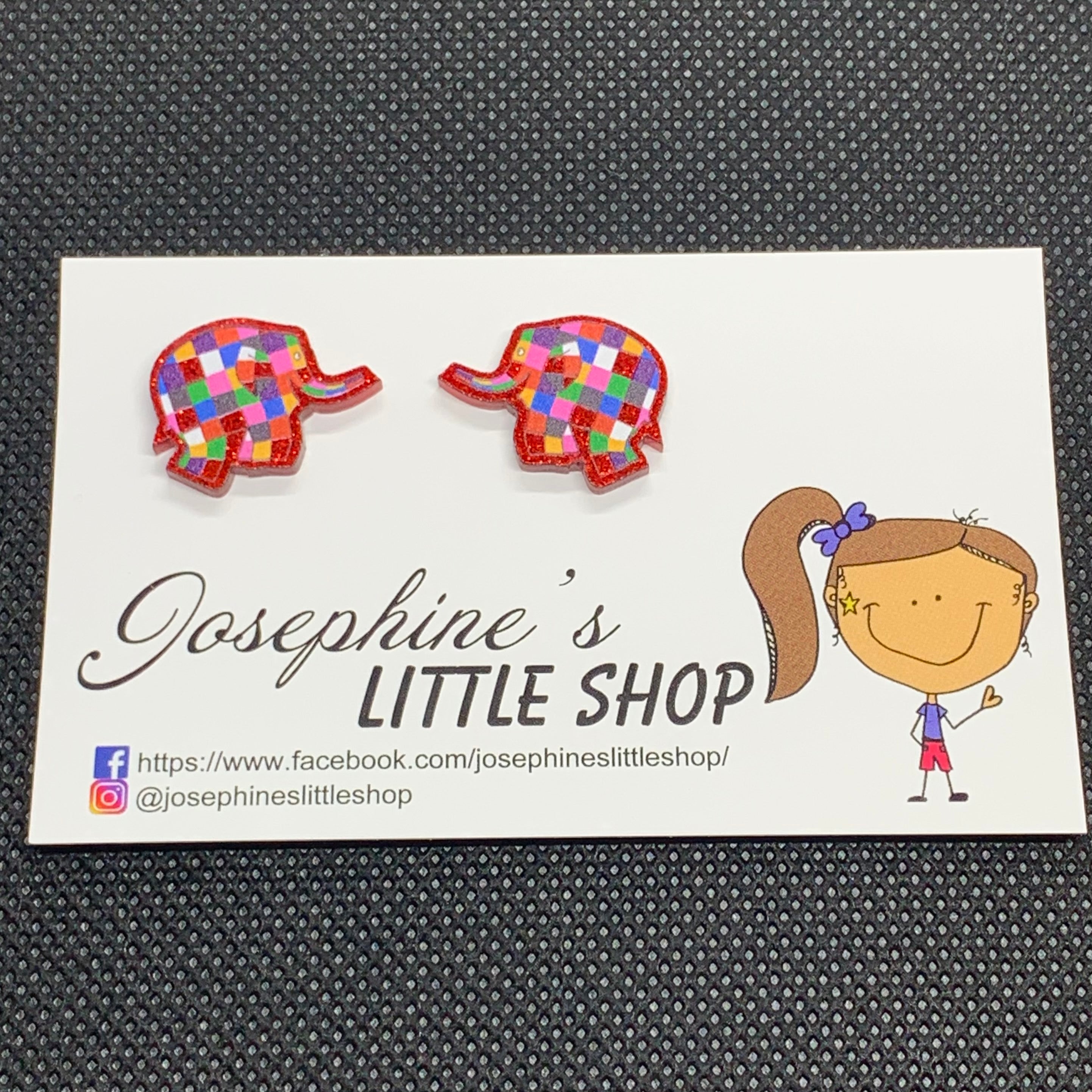 Jolush Sparkly Patch Elephant: - Acrylic Statement Studs