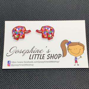 Jolush Sparkly Patch Elephant: - Acrylic Statement Studs