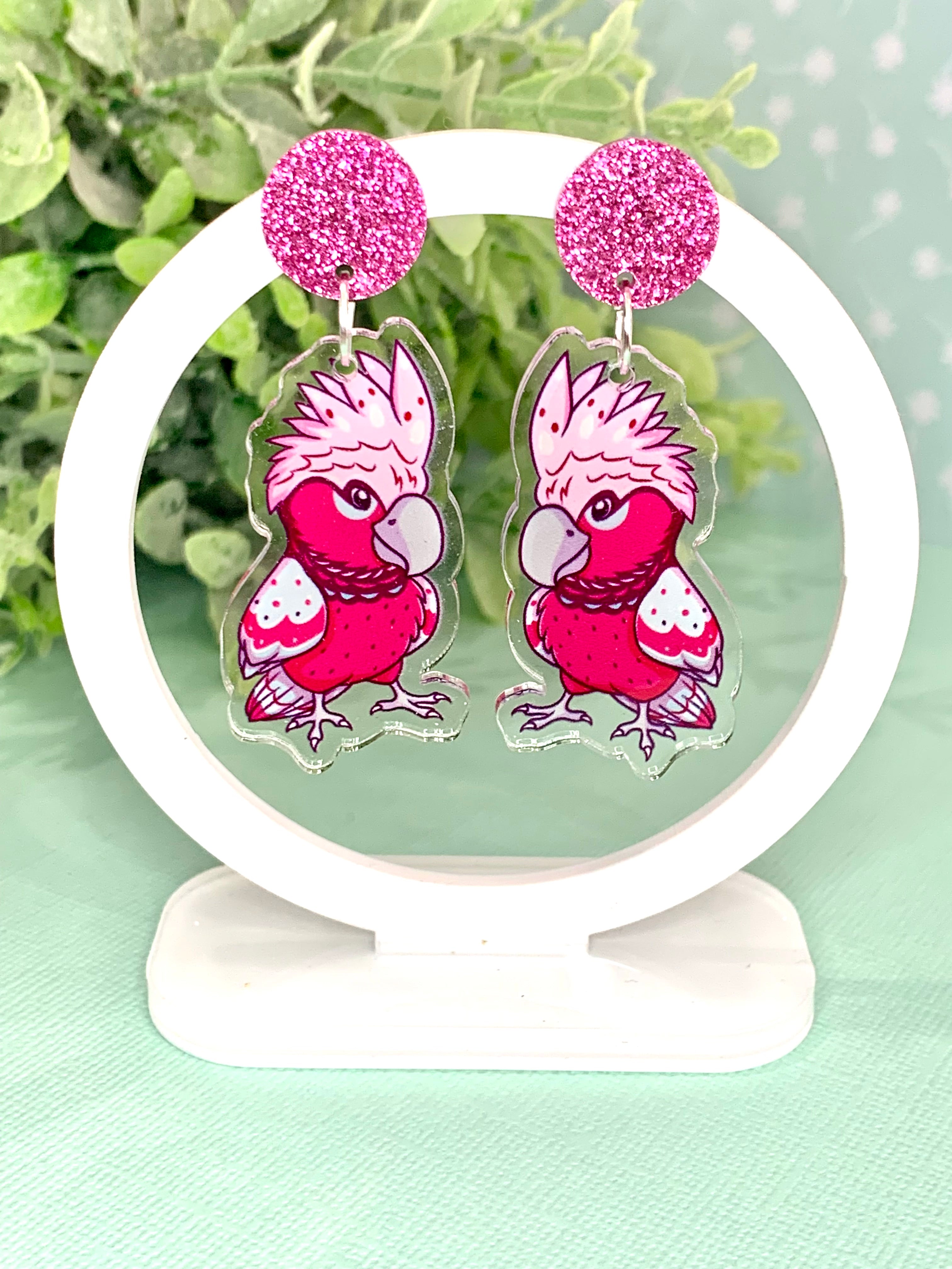 JoLush Pink Galah - Acrylic Dangles