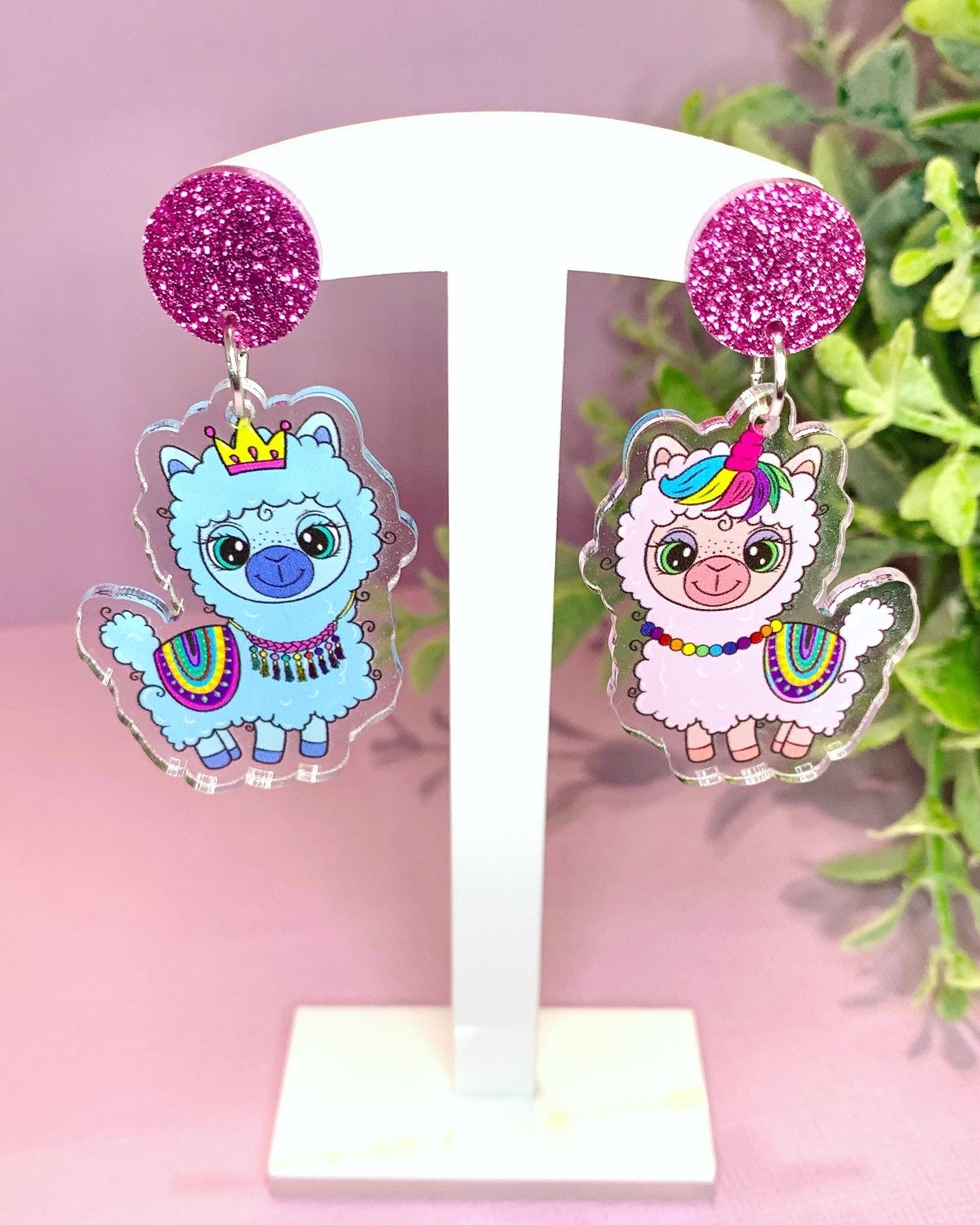 JoLush Rainbow Llamas - Acrylic Dangles