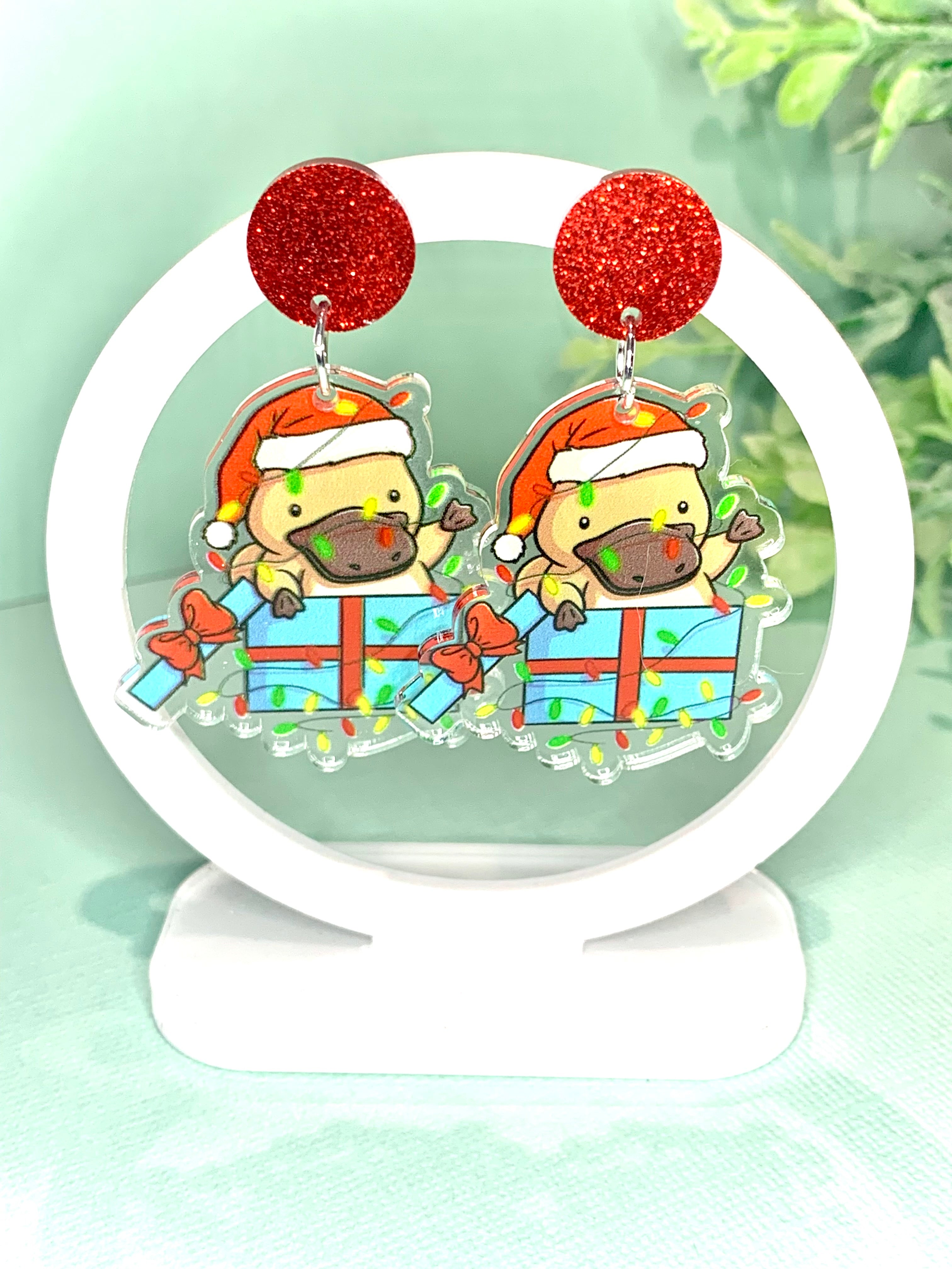 JoLush Christmas Platypus Present - Acrylic Dangles