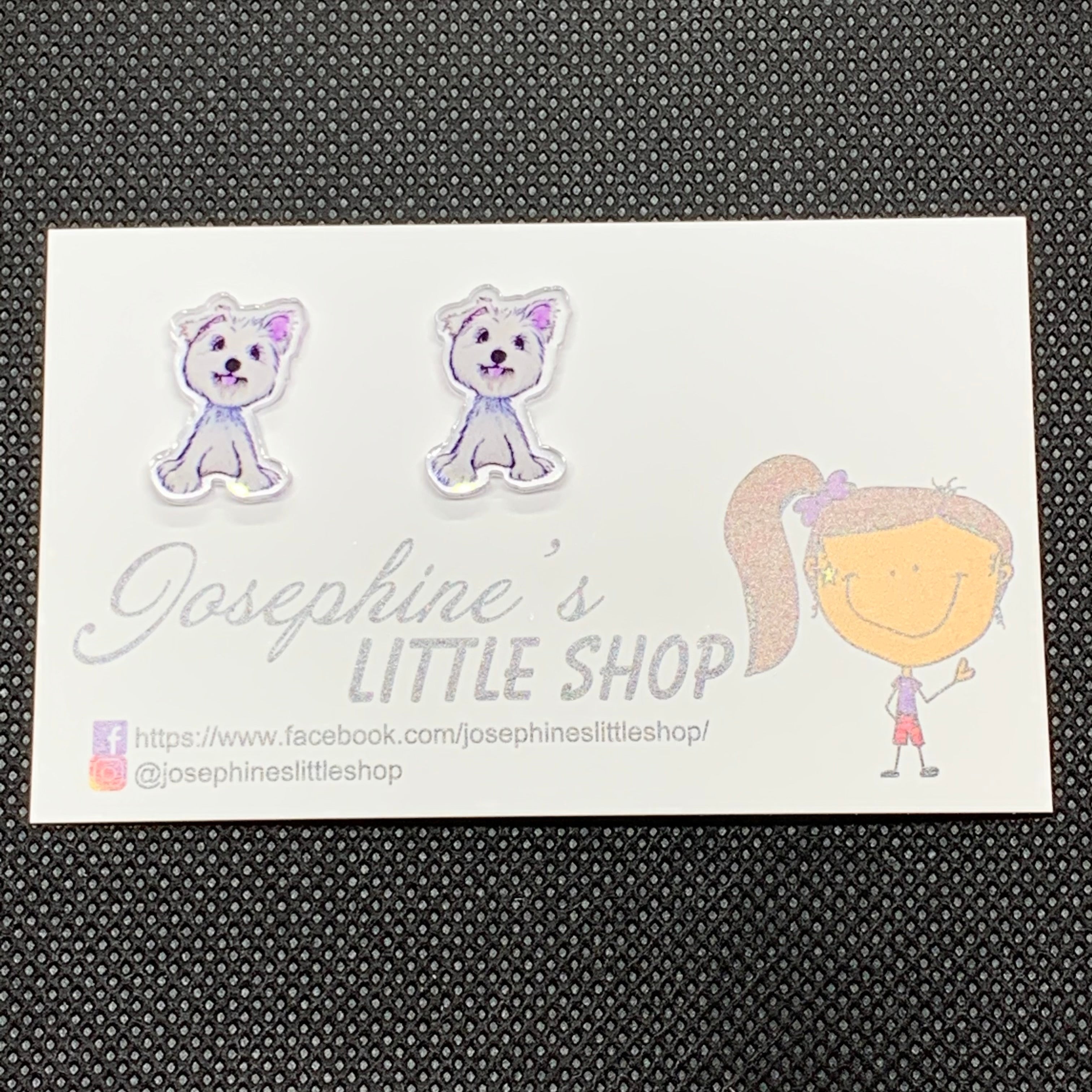 Maltese Dog - JoLush Statement Studs
