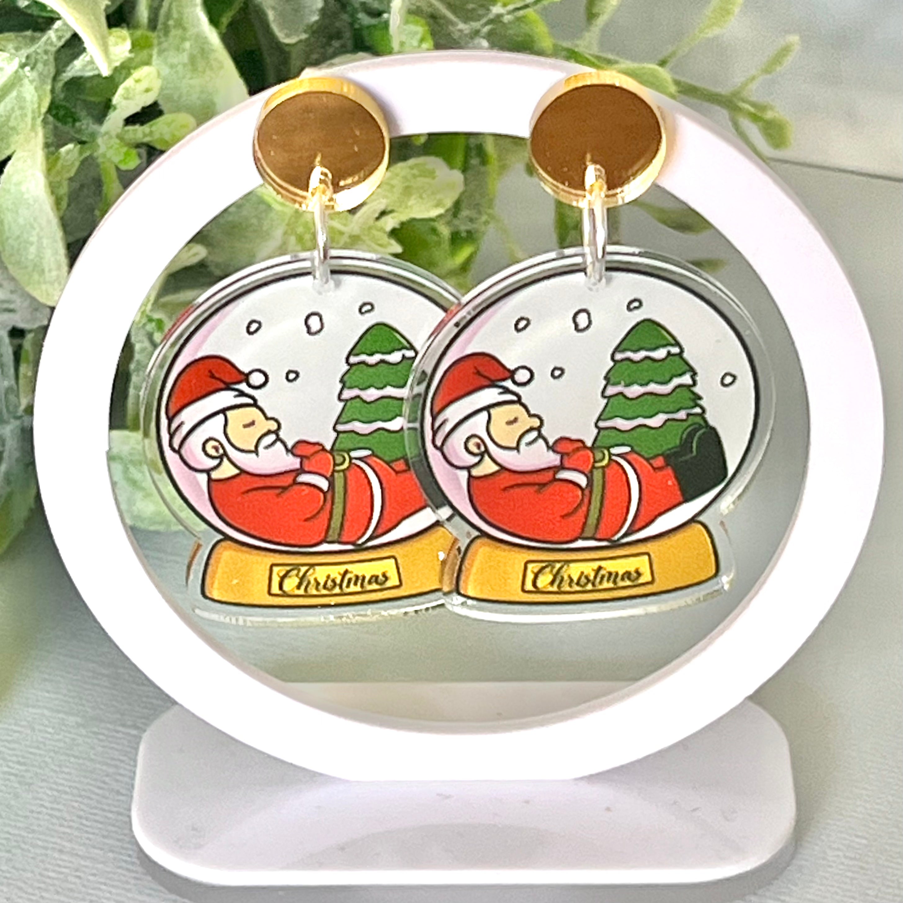 JoLush Tired Santa Snowglobe - Acrylic Dangles