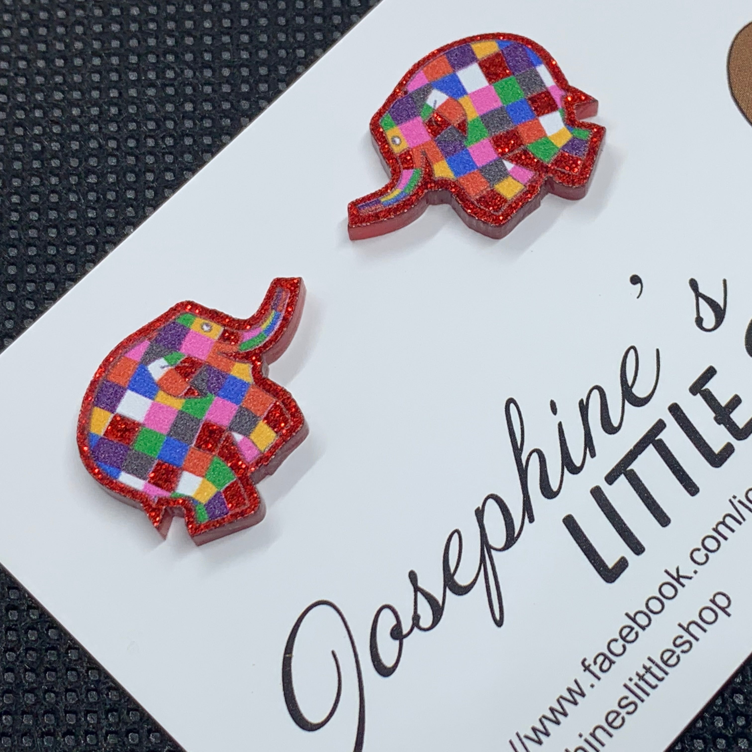 Jolush Sparkly Patch Elephant: - Acrylic Statement Studs
