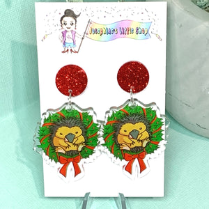 JoLush Christmas Echidna Wreath- Acrylic Dangles