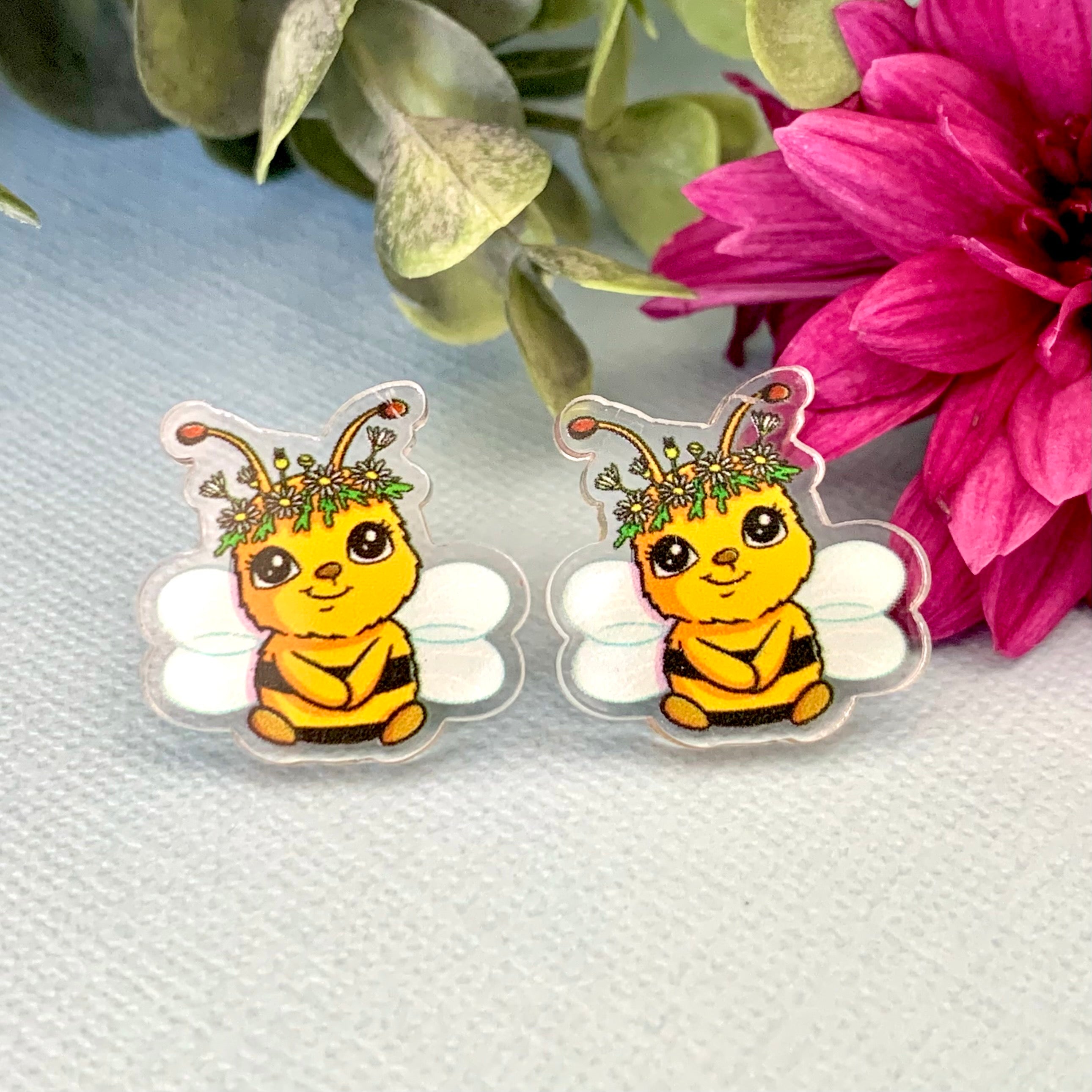 JoLush Australian Bee - Acrylic Statement Studs